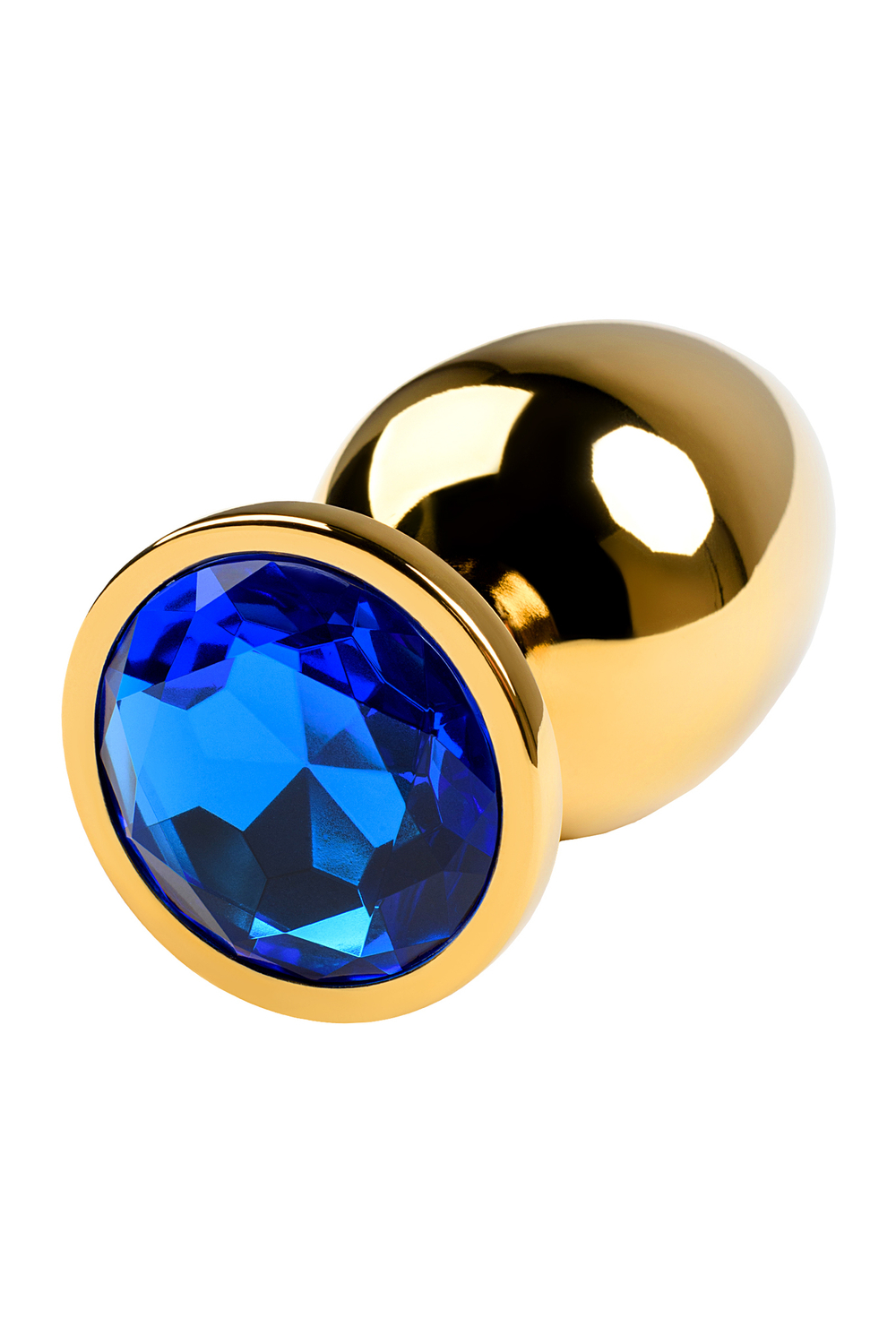 Анальная втулка с кристаллом Large Gold синий 9 см