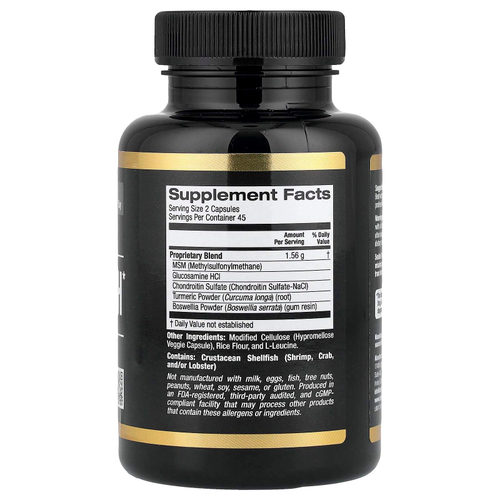 California Gold Nutrition, Sport, добавка для здоровья суставов с МСМ, гидрохлоридом глюкозамина, хондроитинсульфатом, куркумой и босвеллией, 90 растительных капсул