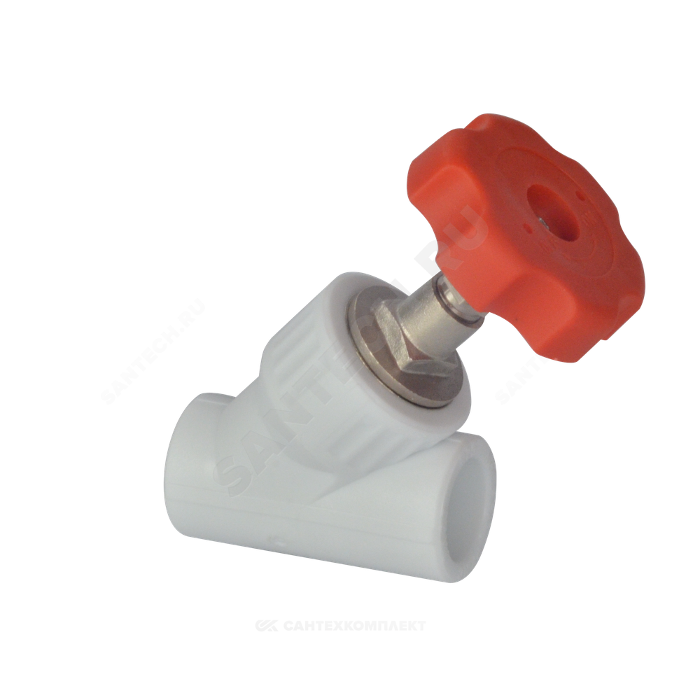 Клапан (вентиль) PP-R запорный белый Дн 32х45гр внутренняя пайка VALFEX 10174032