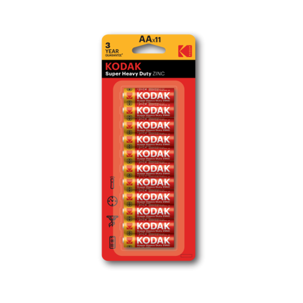 Батарейки Kodak R6-10+1BL SUPER HEAVY DUTY Zinc [KAAHZ-10+1] | Батарейки Солевые