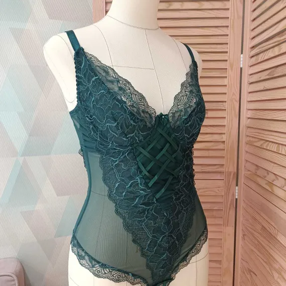 Кружево эластичное изумруд 23 см, Турция