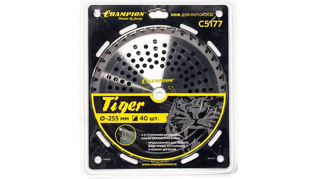 Нож CHAMPION для триммера 40 зубчатый d=255*25.4mm  твердосплавные зубцы   C5177