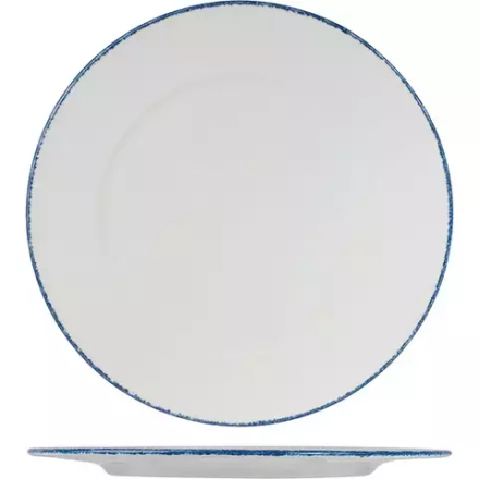 Тарелка «Блю Дэппл» для презентаций фарфор D=305,H=15мм белый,синий