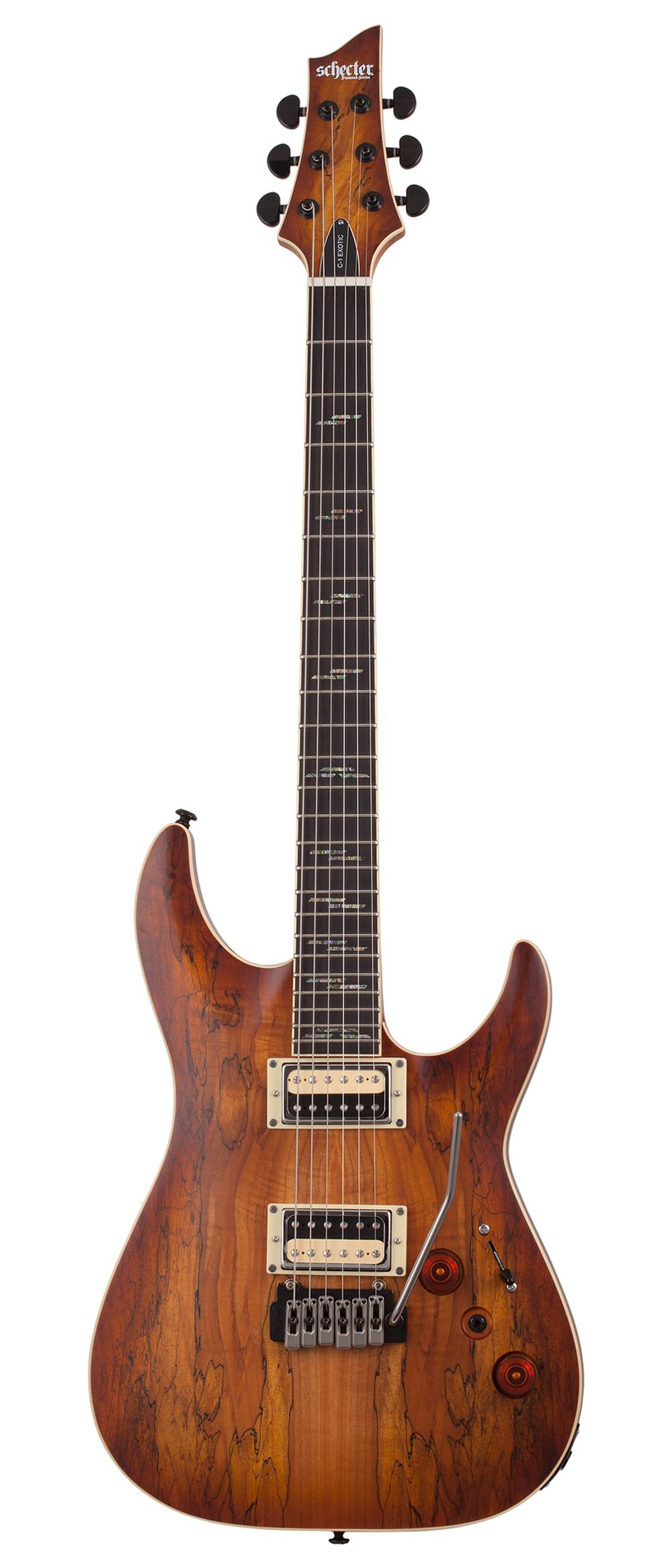 SCHECTER C-1 EXOTIC SPALTED MAPLE Satin Natural Vintage Burst
