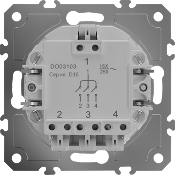 Механизм выключателя В3 (простого) с подсветкой,  16 A 250 В~,  самозажимные контакты,  серия D16