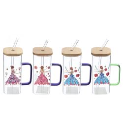 GAEM Кружка с крышкой и трубочкой, 350 мл, L9,5 W6 H18 см, 4в.