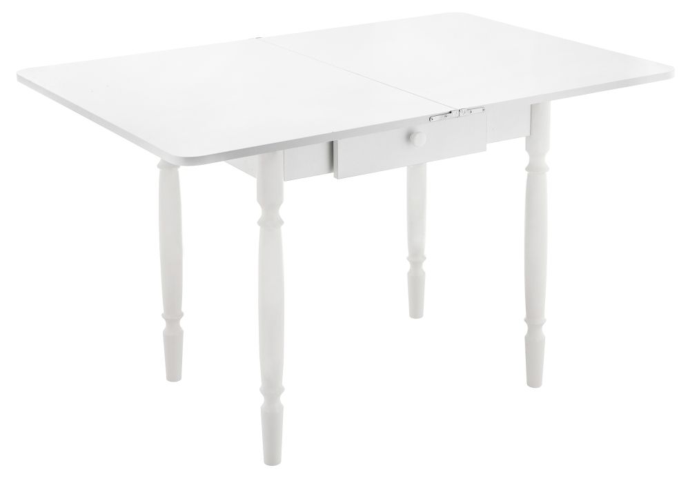 Стол Брентон с ящиком 60(120)х79х75 белый глянец