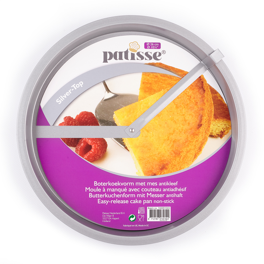 Форма для выпечки круглая со встроенным ножом-выталкивателем Patisse Silver 26х2.5 см