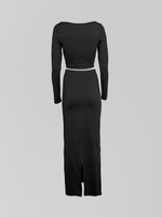 Костюм 2660 из укороченного лонгслива с квадратным вырезом и удлиненной юбки