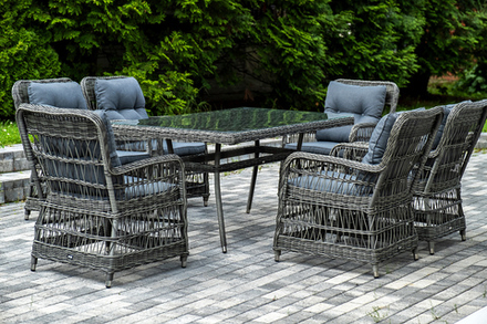 "Цесена" обеденная группа плетеная из искусственного ротанга, цвет графит