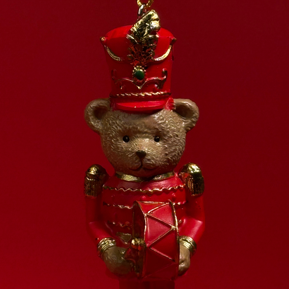 Елочная игрушка Мишка с барабаном