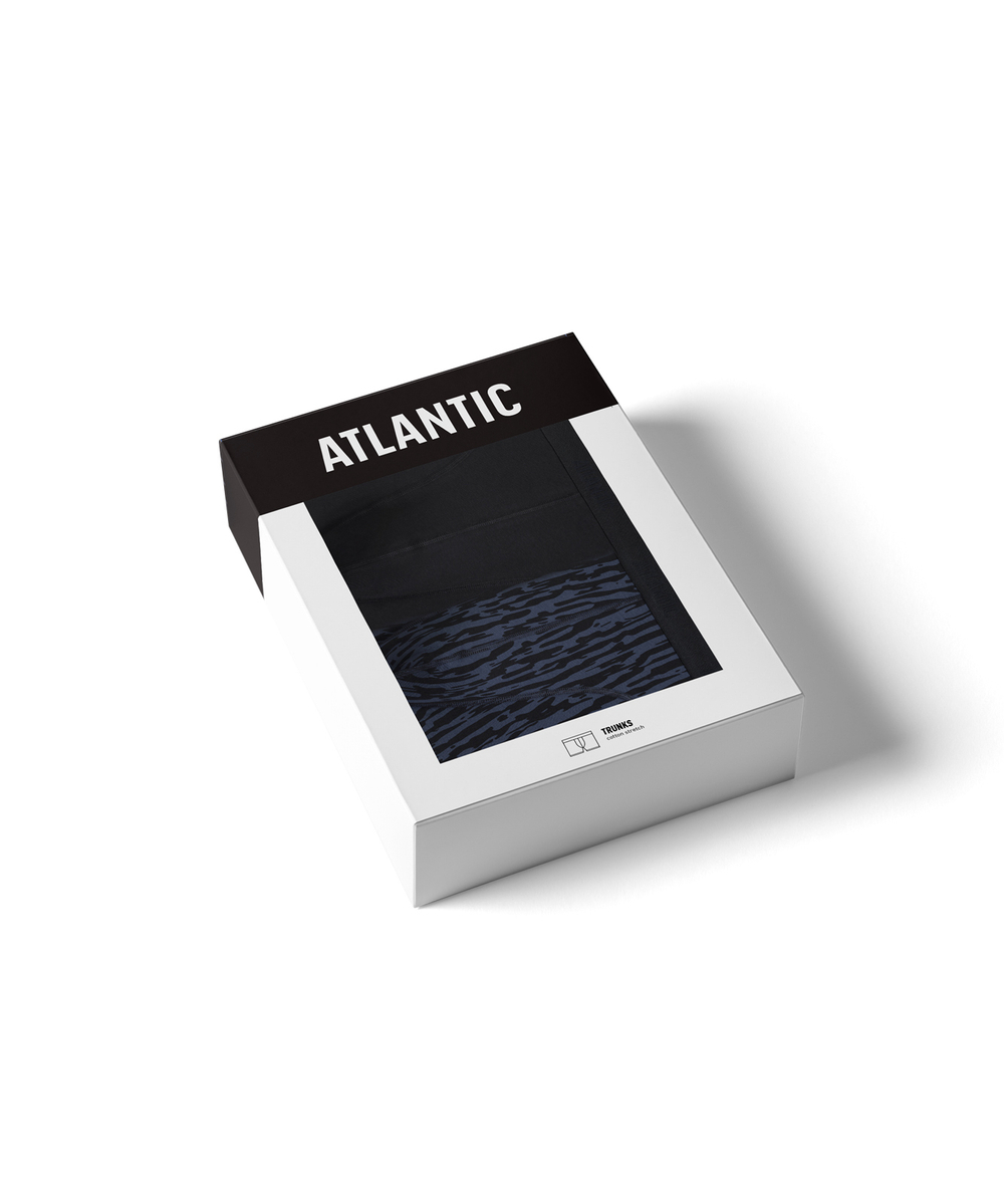 Мужские трусы шорты удлиненные Atlantic, набор 2 шт., хлопок, графитовые + черные, 2MH-175