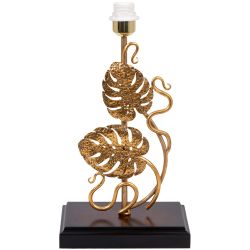 Настольная лампа Monstera Deliciosa (Монстера) Каштан Амбер с абажуром Сити Черный