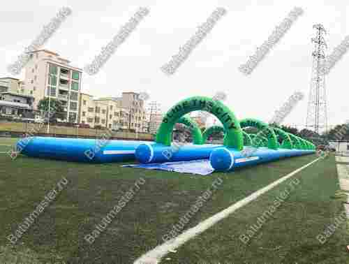 Водная горка без надувного дна, на подкачке ТУРБО "Хит",одинарная, 50*2*2 м