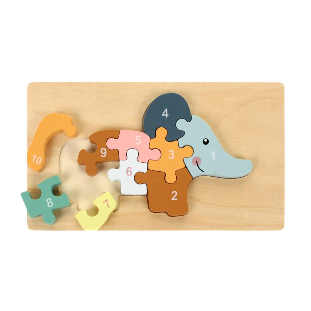 Развивающая игрушка деревянная Пазл-вкладыш по номерам Слон, C-41805