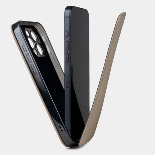 Кожаный чехол для iPhone 16 Pro, теленок бежевого цвета