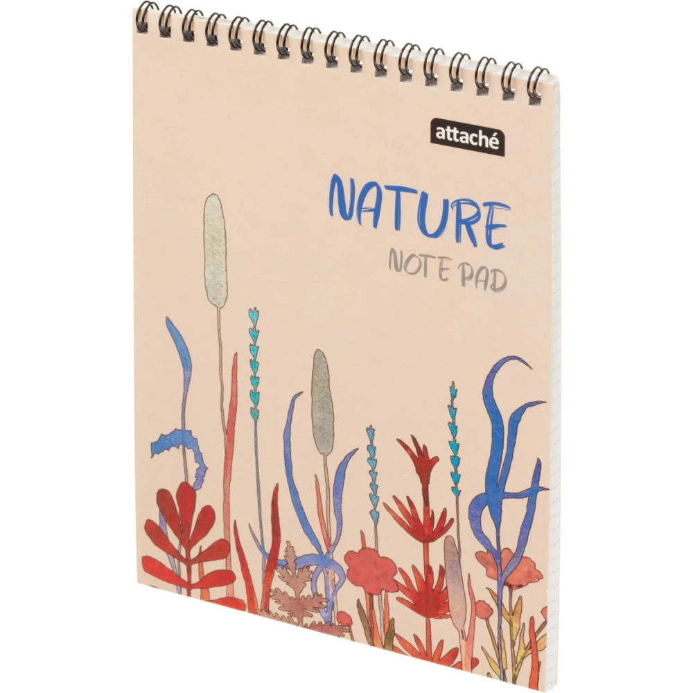 Блокнот Attache Nature Beige flowers А5 60 листов бежевый в клетку на спирали