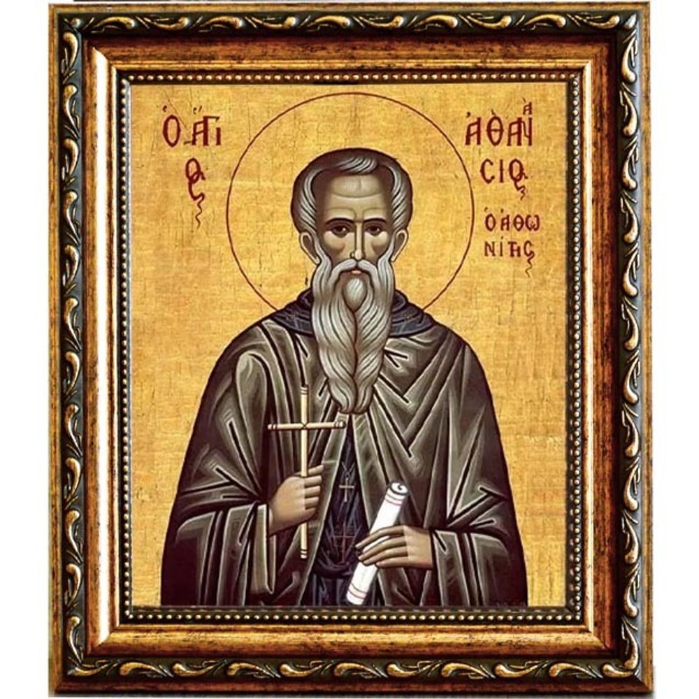 Афанасий Афонский преподобный игумен. Икона на холсте.