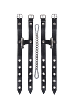 Черные однослойные кожаные оковы из двух ремешков (Цвет: черный)