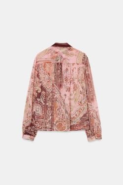 ZARA БЛУЗА С ПРИНТОМ И БАНТОМ, РАЗНОЦВЕТНЫЙ