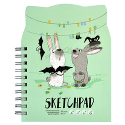 Скетчпад 160х210 мм, 100 л, блок - белый офсет 100 г/м², арт. 61217 ДВА ДРУГА /обложка полноцветная печать (4+4), двусторонняя кашировка на гребне, картон переплётный 1,75 мм, глянцевая ламинация,