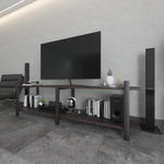 Тумба под телевизор напольная в стиле лофт из массива сосны и стали 150–200 см • Доставка по Москве, СПб и городам России