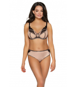 Трусики-бразилиана с леопардовой отделкой и кружевом (Размер: XXL) (Цвет: телесный)