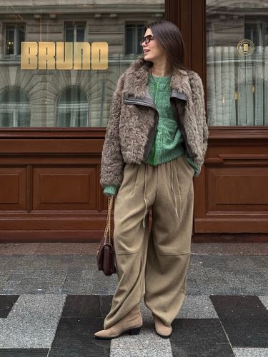 Утепленные бежевые брюки FN