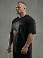 Футболка оверсайз хлопковая черная LEGENDA Череп темно-серый