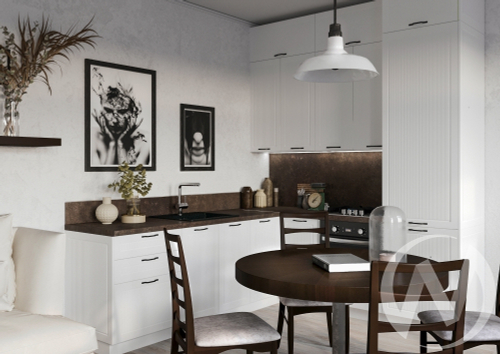 Кухня "Моцарт" айленд силк (корпус белый)