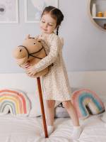 Платье трапеция Mjölk Sand Leopard, с длинным рукавом