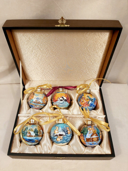 Набор елочных шаров  с ручной росписью Палех  №10