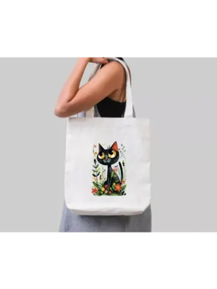 Термотрансфер "Черная кошечка" 23х15, наклейка на одежду