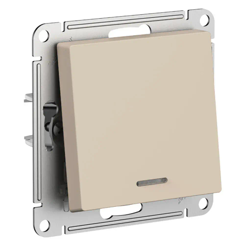 ATLASDESIGN 1-клавишный ВЫКЛЮЧАТЕЛЬ с подсветкой, сх.1а, 10АХ, механизм, ПЕСОЧНЫЙ