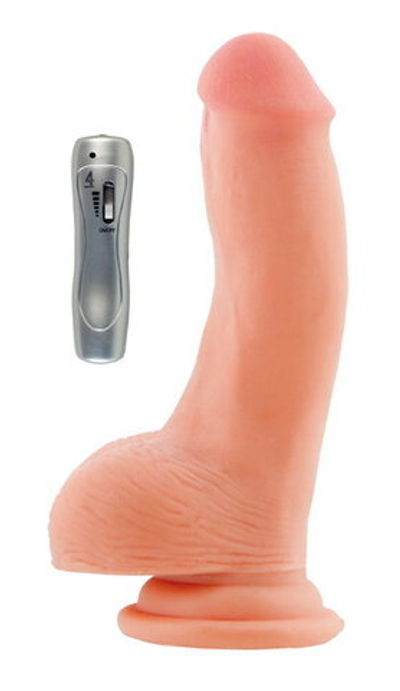 Вибратор 7 режимов вибрации на присоске телесный RealStick 15 см