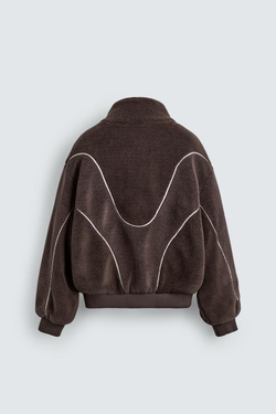 ZARA КУРТКА ИЗ ИСКУССТВЕННОЙ ОВЧИНЫ С КОНТРАСТНЫМИ ВСТАВКАМИ, КОРИЧНЕВЫЙ