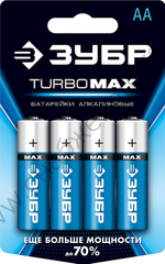 ЗУБР АА 4 шт Щелочная батарейка Turbo-MAX (59206-4C)