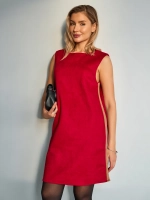 Платье сарафан офисное замшевое А силуэт с лампасами