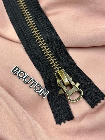 Молния черная с бронзовым массивным бегунком