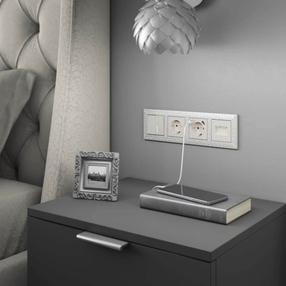 Накладка Werkel для двойной розетки Еthernet RJ-45 перламутровый рифленый W1191113 4690389161124