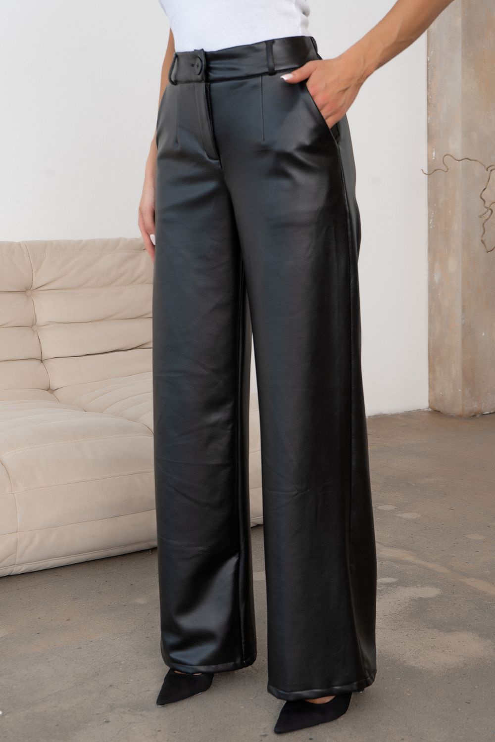 Брюки из эко-кожи (черный)  Бр11-914/3 Nikol