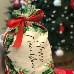 Мешок новогодний подарочный Деда Мороза 30*50 см х/б "Снеговик и елка" LAV (ANNA LUKOSHINA)