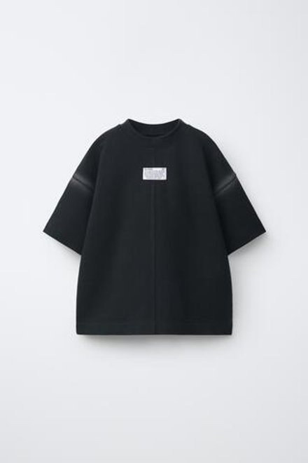 ZARA ФУТБОЛКА GARMENT DYE, ЧЕРНЫЙ