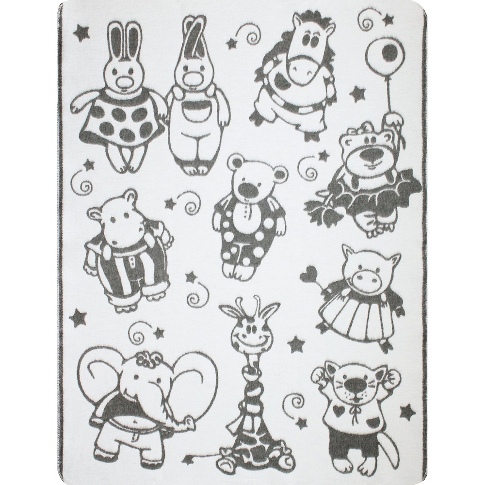 Одеяло х/б байк. детское арт.57-5ЕТОЖ разм.140*100 серый мультяшки