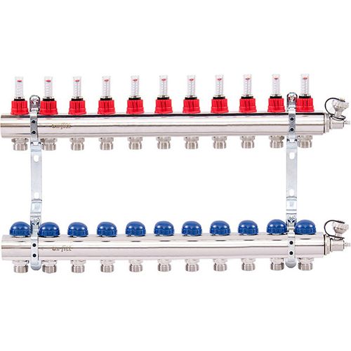 Коллектор Uni-Fitt 1"х3/4" 11 вых. из латуни с расходомерами и термостатическими вентилями 440E4311