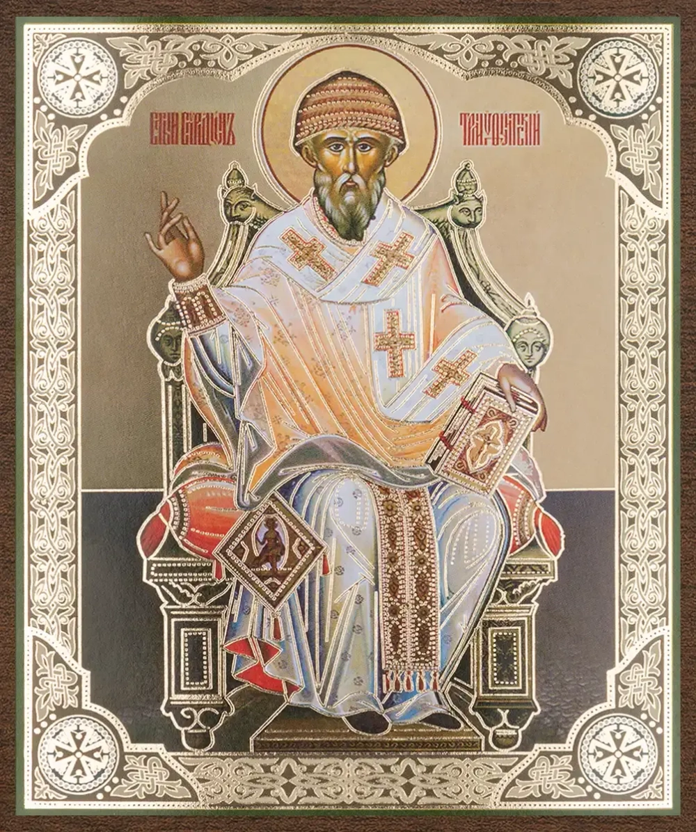Икона "Спиридон Тримифунтский" 10х12 на МДФ-6