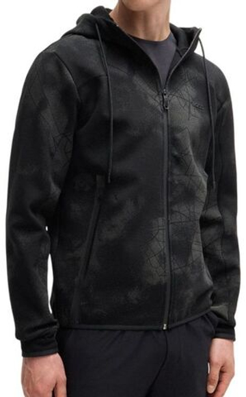 Мужская теннисная кофта BOSS Zip-Up With Decorative Reflective Artwork - черный