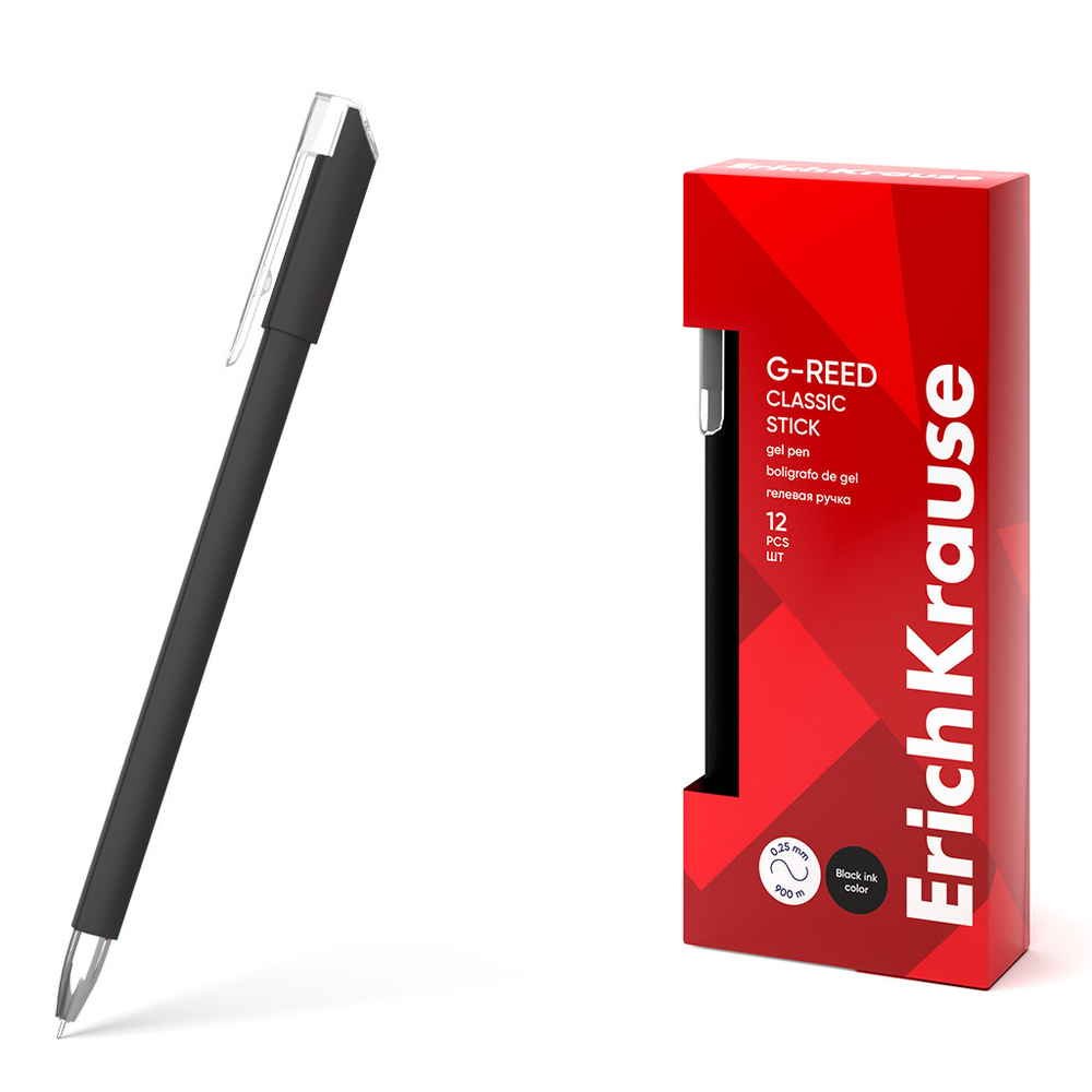 Ручка гелевая EK G-Reed Stick Classic черная, 0,38мм