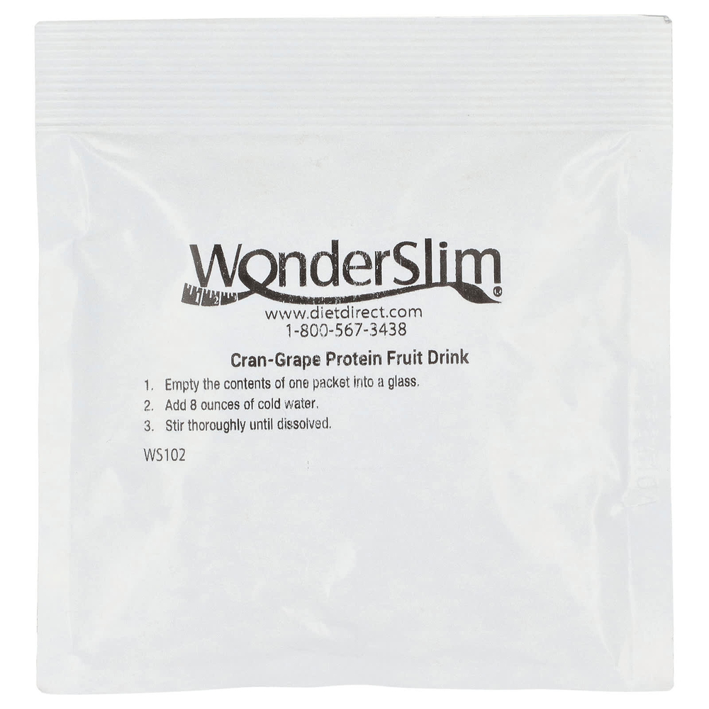 WonderSlim, Протеиновый фруктовый напиток, журавль и виноград, 7 пакетиков по 17 г