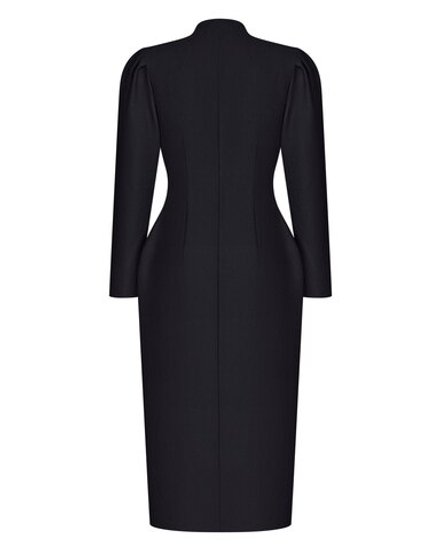 Платье миди приталенное с пуговицей фрезией